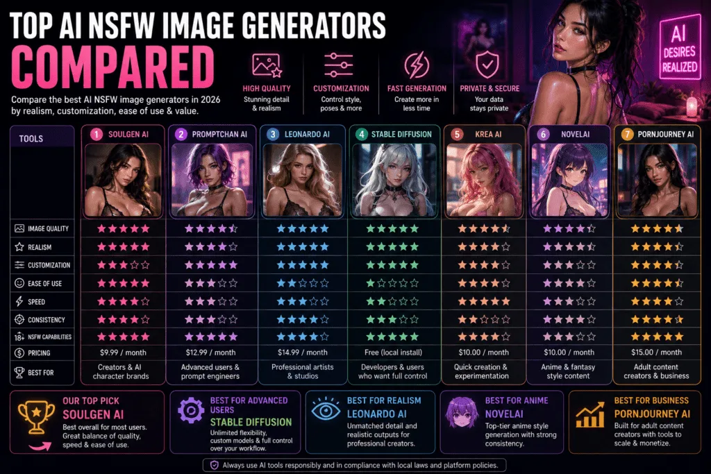 Top ai nsfw image generators compared - ai porn